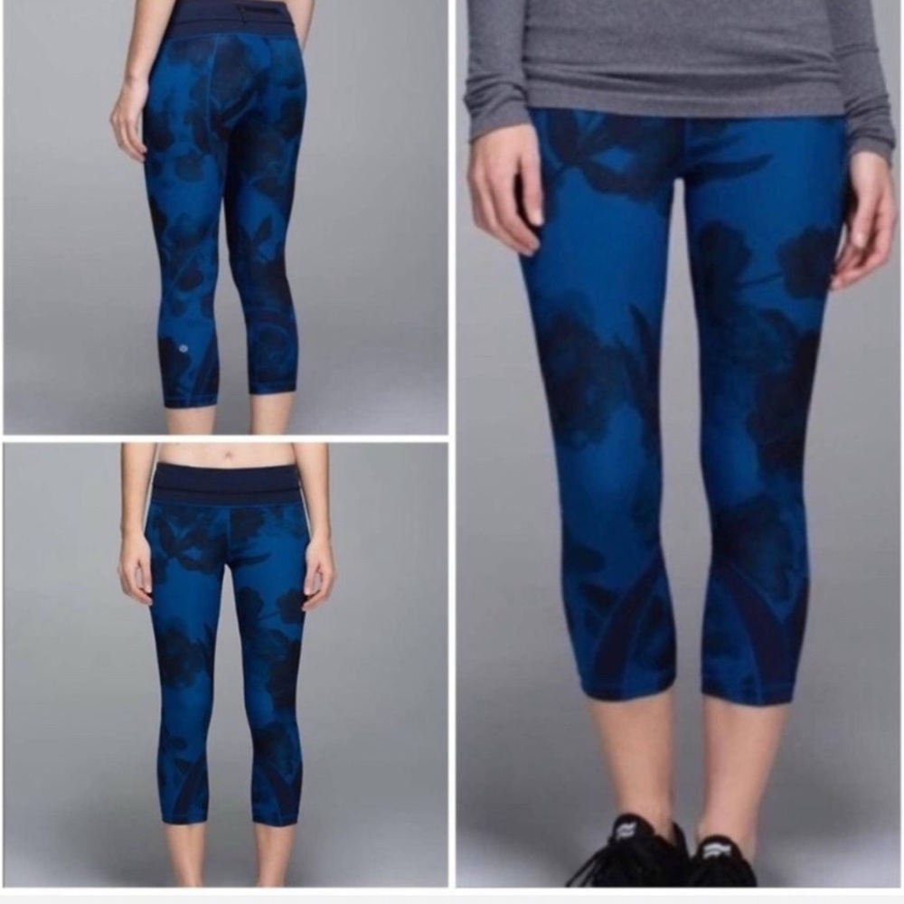 Womens lululemon blue run inspire crop II leggings size 4